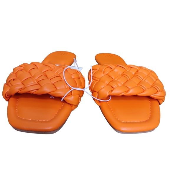 A. New Day Size 10 Orange Carissa  Braided Flat Slide In Sandals - Picture 3 of 11